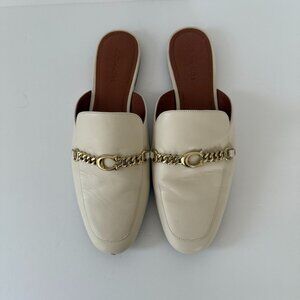 Coach Sofi Cream Leather Chain Mules Womens Shoes Size 11B